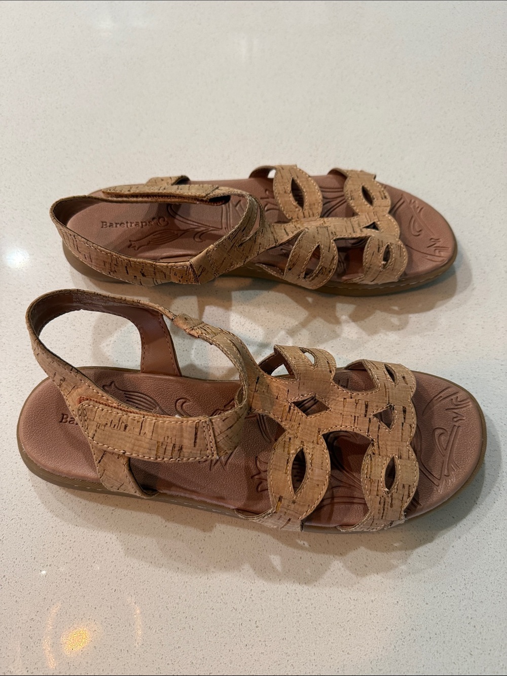 BareTraps Tan Cork-Style Strappy Slingback Sandals Size 9 - Picture 2 of 8